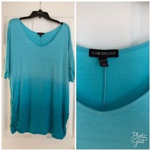 Lane Bryant Tee 22/24 Ombré blue Ruched sides EUC